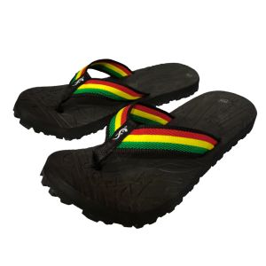 Outdoor slippers SANTH042 rasta design strap with black slipsole (Available Sizes 5 6 7 8 9 10 11 12)