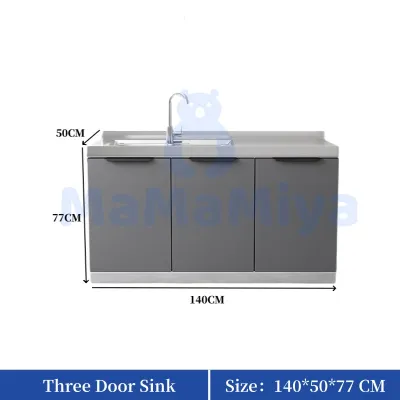 MaMaMiya Kitchen Sink Cabinet Set Stainless Steel Gas Stove Cabinet Multi-Function Storage Organizer For Home