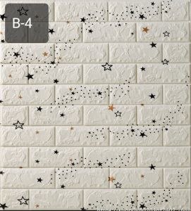 Wallpaper Motif Star 3D Dinding / Foam Batu Bata bintang putih Waterproof Brick Sticker 70x35cm 4mm