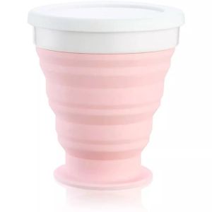 Portable Silicone Collapsible Travel Cup 200ml Silicone Folding Camping Cup With Dustproof Cover