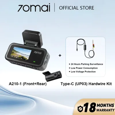 70mai A210 Dashcam 1080P Dual Channel Full HD+HDR 24H Parking Surveillance 1.9-Inch LED Screen DashCam
