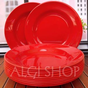 piring makan semi melamine besar 21cm warna merah