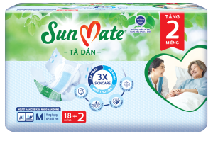 COMBO 3 GÓI Tã dán người già Sunmate size M18+2/L18+2/XL18+2  miếng (mẫu cải tiến mới)