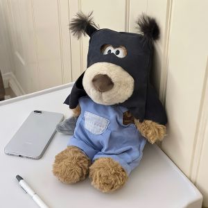 ของเล่นตุ๊กตาน่ารักพร้อมหมวกลูกสุนัข ตุ๊กตาสุนัขถือมีด หมอนนอนสำหรับเด็กชายและเด็กหญิง