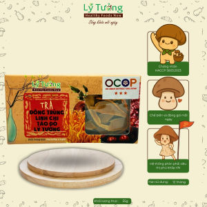 Trà Đông Trùng Linh Chi Táo Đỏ Lý Tưởng 55g Hộp Trà Gồm 8 Gói Nhỏ Sản Phẩm Đạt Chứng Nhận OCOP 3 Sao Của Thành Phố Hà Nội