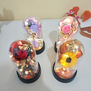 [Alex Do] Hot Sale 1 Set Eternal Rose Light Soap Flower In Acrylic Cover LED Valentine Day Gift For Girlfriend Mothers Day Wedding Bridesmaid Gift