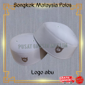 Peci malaysia Putih murah malaisia logo songkok kopiah Putih Logo Abu Abu