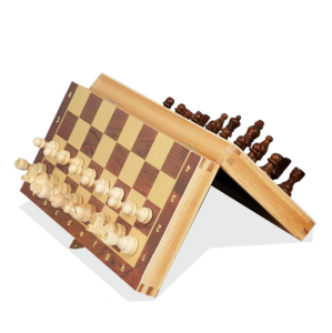 29cm Wooden Chess Set Folding Magnetic Large Board With 34 Chess Pieces Interior For Storage Portable Travel Board Game Set For Kid 🔥พร้อมส่ง🔥หมากรุกไม้กระดานไม้แข็งบล็อกไม้พับกระดานระดับไฮเอ