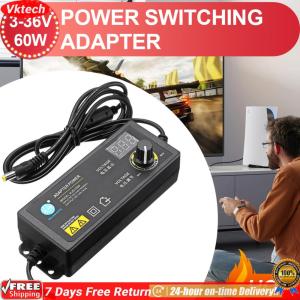 【Ready】【Vktech】3-36V 60W Power Adapter Adjustable Voltage with Display Screen US Plug