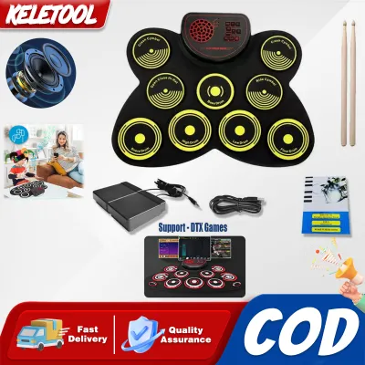 Digital Electronic Drum Kit Compact Size USB Silicon Drum Set 7 Drum Pads with Drumsticks Foot Pedals Drum Accessories