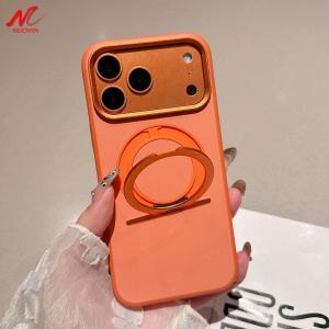 Business 360 Rotate for Magsafe Bracket Case for iPhone 17 Pro Max iPhone17 ProMax Pure Color PC Stand Holder Shockproof Cover