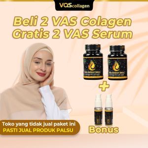 2 BOTOL VAS COLLAGEN bonus 2 VAS SERUM Vas gamat emas collagen colagen original 100% asli ori pemutih badan wajah glowing ampuh permanen bpom