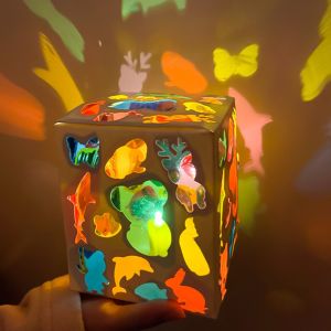 BEIBEI Colorful DIY Projection Lamp Kit Glass Paper Handmade DIY Lantern Making Kit Portable Hanging Star Paper Lantern For Children