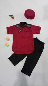 Baju Koko Kurta kemko Setelan Pakaian Muslim Anak Laki-laki lengan pendek Usia 4-13 Tahun