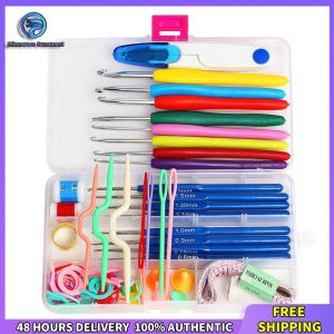 Winnereco Lightweight 16-Size Crochet Hook Set with Non-Slip Handles for Crochet and Crafting