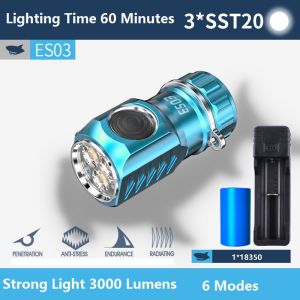 SmilingShark Đèn Pin Mini LED ES03 Đèn Pin Nhỏ SST20 Đèn Cầm Tay Sạc USB Sáng Mạnh 3000 Lumen Đèn Công Suất Cao Chống Nước IPX6 Ngoài Trời Đèn Chiếu Sáng Đa Năng Sửa Chữa Ô Tô Đi Bộ Đường Dài Cắm Trại Tốt Nhất Tại Nhà Pin 18350 Khẩn Cấp