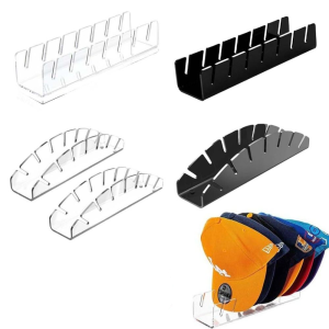 GEMMA 1/2Pcs Hat Organizer Baseball Cap Display Rack Acrylic No Install Hat Stand for Baseball Caps New 7 Caps Hat Holder for Baseball Closet