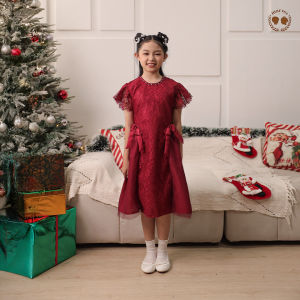 MARVES Natalie Dress Baju Natal Anak Perempuan Bahan Satin Usia 1 hingga 14 Tahun