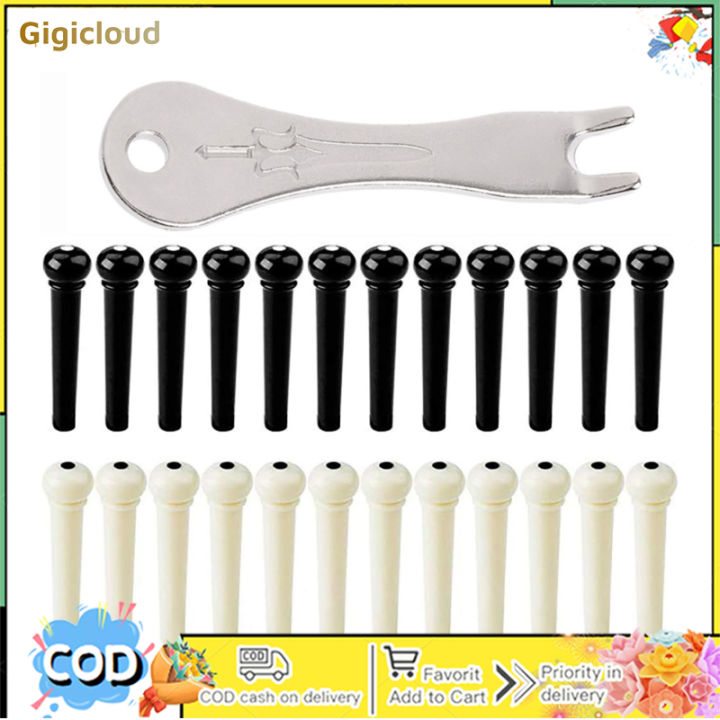 24 PCS Guitar Bridge Pins Pegs With Bridge Pin Puller Remover Acoustic ...