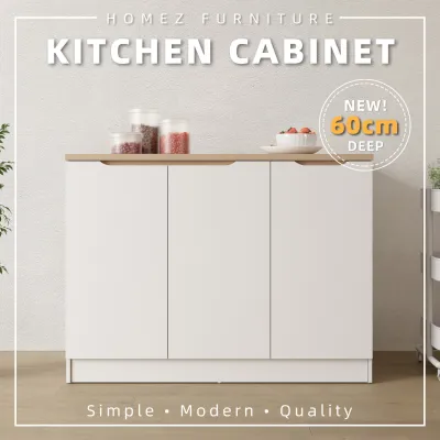 (FREE Shipping) KitchenZ 4FT Sinowa Series Full Melamine 3 Door Kitchen Cabinet Base Unit 120x60cm Top / Kitchen Storage - HMZ-KBC-M9695-LH+WT