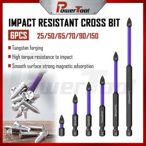 6Pcs D1 Anti-Slip and Shock-Proof Bits Screwdriver BitsHigh Hardness Strong Magnetic 25/50/65/70/90/150mm Non-slip Water Proof Bits