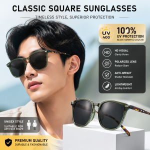 Square Sunglasses UV Protection Eyeglasses Frame Retro Shades for Men Women Small Face