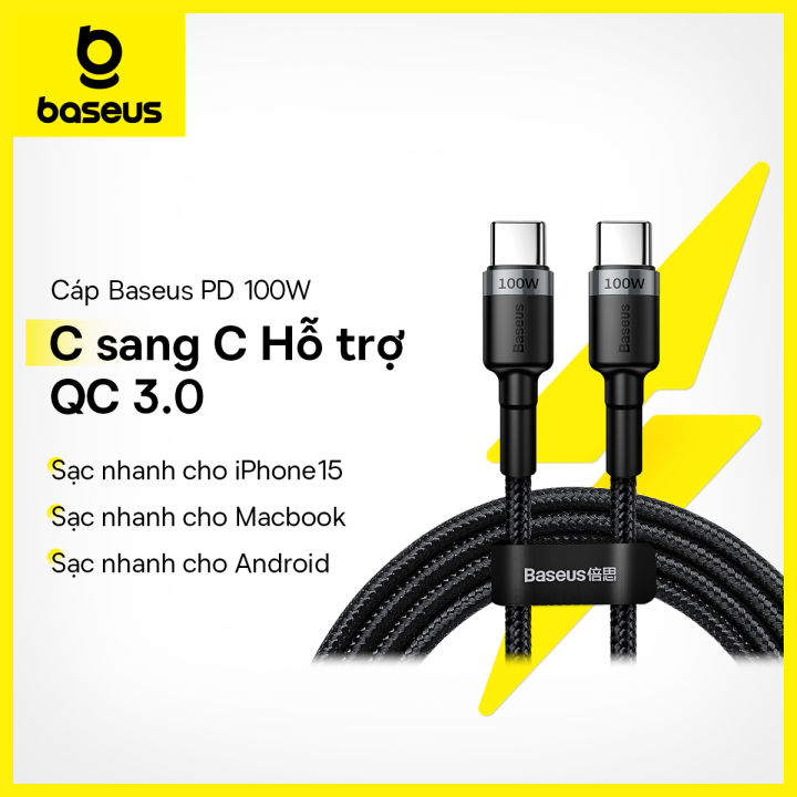 Cáp Sạc Nhanh BASEUS PD 100W Sạc Nhanh 4.0 Type C to Type C Dành Cho MacBook Pro iPad Xiaomi 9 8 Samsung HUAWEI