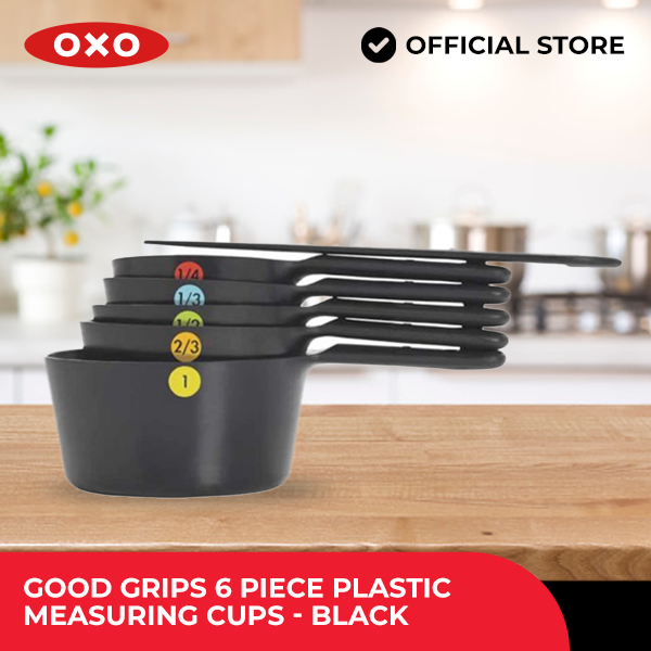 OXO Houseware Good Grips 6piece Plastic Measuring Cups Black (Dishwasher & Nonslip Grip