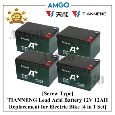 AMGO Lead Acid Battery 12V 12AH Replacement For Electric Bike [4 in 1 Set]