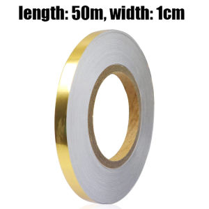 【 Hibeautylife】สติ๊กเกอร์ติดกระเบื้องแบบมีกาวในตัวยาว100/50เมตรเทปกาวติดพื้นกันน้ำได้ติดผนังเป็นช่องๆติดกระเบื้องสีเงินสีทองแถบปิดการตกแต่งบ้านสวยงาม