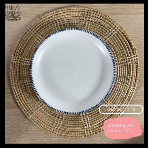 ชุดจานชาม ชุด Dinner Set จาน เซรามิค สีขาว ขอบน้ำเงิน ไสตล์ญี่ปุ่น จานอาหารญี่ปุ่น มี 5 ขนาด