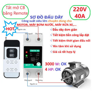 Công tắc điều khiển từ xa rf công suất lớn 40A (4000w) 63A (6000W) tầm xa 1000m đến 5000m điều khiển từ xa máy bơm nước công tắc máy bơm