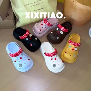 [Free Shipping] Summer Thick-Soled Red Apple Sweet And Comfortable WomenS DIY Clog Sandals Breathable Casual Everyday And Minimalist Style