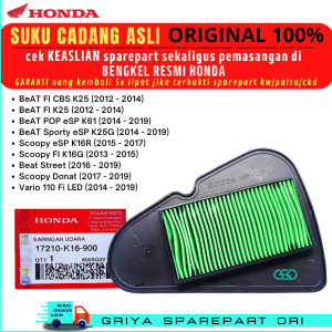 Saringan Filter Udara Beat Fi Original Filter Udara Beat Esp K44 K16 Ori Filter Udara Beat Street Original Filter Udara Beat POP Ori Filter Udara Scoopy Fi Original Scoopy Donat Vario 110 Fi Led Esp Original HONDA GENUINE PARTS