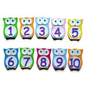 Hiasan Dinding Angka (1-10) OWL Peraga Edukasi Anak PAUD TK Dekorasi Pojok Baca Sudut Baca