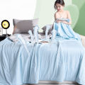 【AeonMall cùng kiểu dáng】Chăn làm mát mùa hè Cool Ice Silk Chăn mùa hè cao cấp Màu kem Chăn điều hòa không khí Chăn mỏng. 