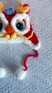 Crocheted Hat for Kids Eye-catching Bucket Hat Ancient China Creature Picture Props Ancient China Creature Loong Hat