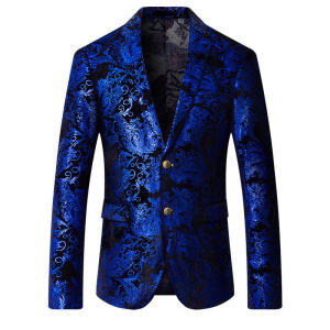Male Suit Fashion Gilded Flower Pattern Business Evening Dinner Wedding Groom Boyfriend Prom Dress Glitz and Glam theme Formal Suits For Men