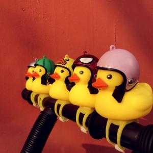 Teabelle Cute Wind Small Yellow Duck with Helmet Sunglasses for Car Bike Motor Riding Cycling Accessories