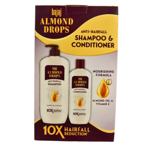 BAJAJ Almond Drops Anti Hairfall Shampoo and Conditioner Combo Kit - 515 ml Anti-Hairfall Shampoo and Conditioner Nourishing Formula Almond Oil and Vitamin E 10X Hairfall Reduction.