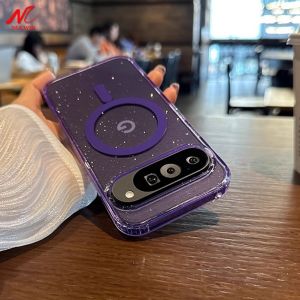 Transparent Acrylic Glitter Case for Google Pixel 9 Pro XL 10 11 ProXL for Wireless Charge PC Cover for Pixel 8A 9A