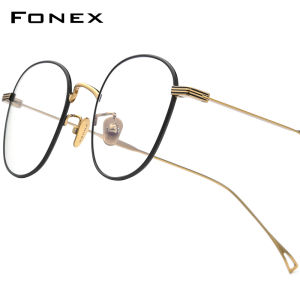 FONEX Pure Titanium Glasses Women Brand Design Retro Round Eyeglasses Men Vintage Korean Ultralight Japanese Custom Myopia Optical Prescription Eyewear 8554