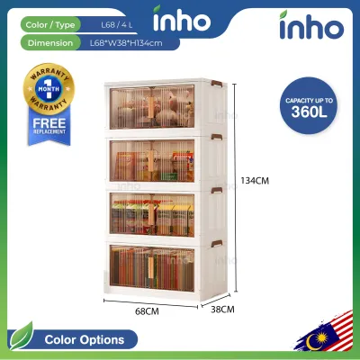 INHO L49-74cm (1-5 Layers) Double Doors Storage Box Stackable Foldable Multipurpose Storage Cabinet