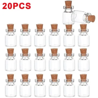 10/50PCS Mini DIY Glass Bottles with Cork Stopper Transparent Drifting Wishing Bottle Birthday Party Decor Candy Storage Bottles