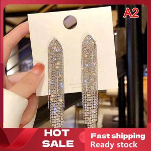 🚚【Local Express Delivery】🚚 Long Tassel Full Rhinestone Drop Earrings For Women Ovsize Crystal Dangle Earrings Fashion Jewelry Accessories