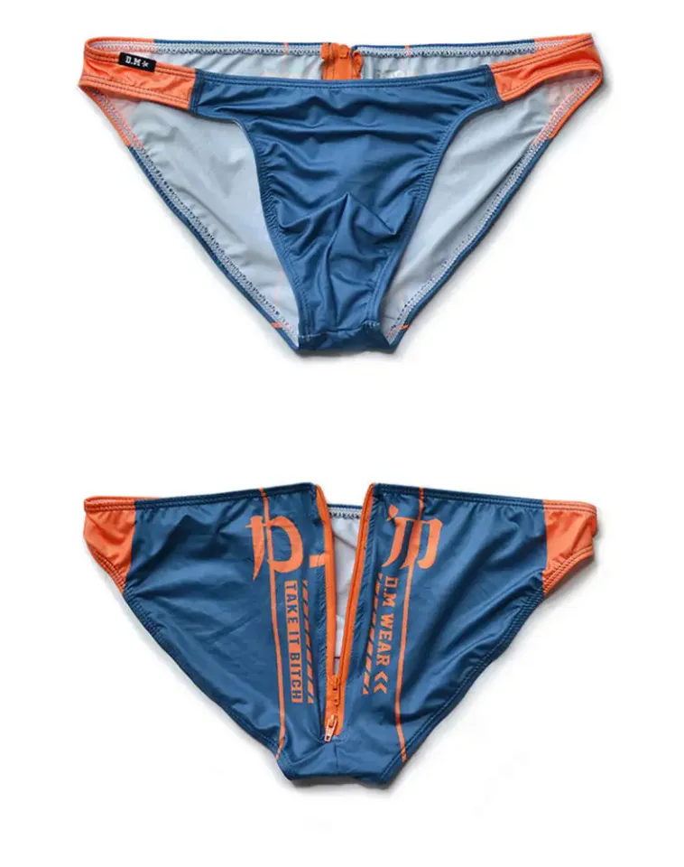 Open Back Zip Sexy Transparent Bikini Briefs Men Underwear Ice