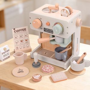 ĐỒ CHƠI MÁY PHA CAFE KABI KÈM ĐẦY ĐỦ DỤNG CỤ CHO BÉ CHƠI ĐỒ HÀNG BĂNG GỖ