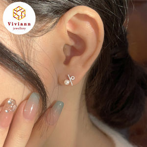 Viviann Original Design 925 Sterling Silver Earrings Percentage Symbol Pearl Earrings Elegant Romantic Unique Pearl Stud Earrings For Woman Korean Fashion Jewelry Party Girls Lady Accessories