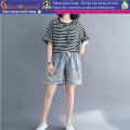 Quần jean lửng nữ họa tiết quần lửng nữ lưng thun thêu GLQ147. 