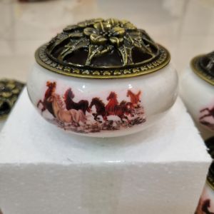 Lư Xông Trầm Men Sứ Cao Cấp Nắp Đồng Tặng Kèm Lót Chống Cháy Xưởng Trầm Âu Lạc